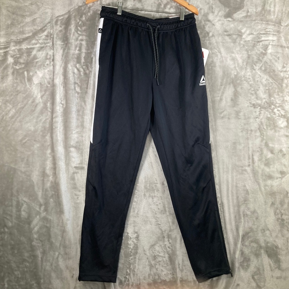 Reebok Mens Interlock Tapered Slim Fit Training Pants Black REM223PA36008 M